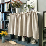 Short Curtains Beige Flax Linen Rustic Farmhouse Ready Made Cabinet Curtain for Cafe Kitchen Window Living Room Home Decor