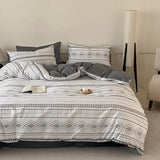 High Quality Grid Printed Flat Sheet Bedding Sets Light Luxury Cotton Soft Quilt Cover Single Double Bed Comfort Set for Adults