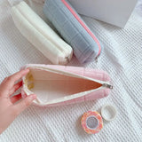 Gift Lattice Pencil Bag Large Capacity Simple Pencil Cases School Supplies with Zipper Stationery Box