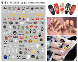 3D Luminous Nail Stickers Decals Black White Spider Web Skull Alien Planet Glow In The Dark Halloween Manicure Foils Tattoo Tips