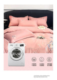 Flowers Embroidery Bedding Set Light Luxury Brushed Four-Piece Set Girl Bedroom Decor King Duvet Cover Set Bed Sheet Pillowcases