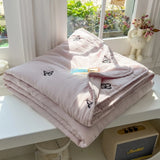 Embroidery Quilt Fluffy Soft Comfort Washed Cotton Embroidery Thin Quilt Machine Washable Blanket Dormitory Single Summer Quilt