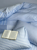 Modern Copenhagen Stripe Bedding Set Pure Cotton Gown Satin Six-Piece Quartet Full Cotton Quilt Cover Bed eet