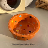 Instagram Style Yogurt Polka Dot Lace Bowl Cute Girlish Heart Breakfast Ceramic Home Oat Bowl