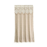 Bohemian Crochet Tassel Flat Curtain Design,Two Tone Coffee Checkered Pattern Curtain Fabric For Living Room And Bedroom Window