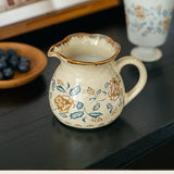 Mini Milk Jug Retro Elegant Lace Decor Ceramic Creamer Pointed Spout Coffee Espresso Sauce Household Table Dining Accessory
