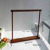 Wooden Double-Row Jewelry Display Rack Elegant Jewelry Organizer with Hooks for Necklaces Bracelets Earrings Rings Space-Saving
