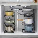 Adjustable Pot Rack Organizer Kitchen Stainless Steel Pot Storage Rack Multi-Layer Household Pot and Pan Organizer Storage Shelf