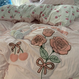 Countryside Forest Duvet Cover Green Leaf Embroidered Quilt Set Four Piece Set Clearance Style Small Fresh Bed Set