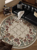 Round Living Room Carpet Retro Light Luxury Fashion Bedroom Rug Large Area Floral Print Sofa Coffee Table Mats Alfombra 러그 Tapis