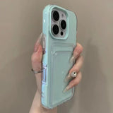 Luxury 2in1 Card Bag Candy Phone Case For iPhone 17 12 13 14 15 16 Pro Max 11 TPU + PC Wallet Shockproof Bumper Back Cases Cover