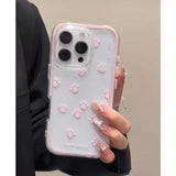 Pink Dog Paw Prints Clear Phone Case For iphone15 14 12 13 16 Pro Max INS Funny Transparent Soft Back Cover Shell