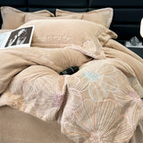 4Pcs Light Luxury Style High-End Milk Velvet Grade A Thickened Coral Fleece Bedding Set Duvet Cover 200x230 220x240 Winter