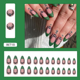 Halloween Press on Fake Nail Set Art Black French Tip Full Cover Coffin Acrylic Short Press-on Pressure False Nails Tips 24pcs