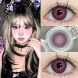 2PCS Red Anime Cosplay Color Contact Lenses With Degree 0~-8.00 Myopic Party Purple Cute Eye Lenses Pupils Makeup Lens