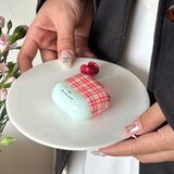 Lovely Mint Green Red Grid Pattern Apple Pendant Shockproof Protective Case for AirPods 1 2 3 4 Pro 2 Silicone Earphone Cover