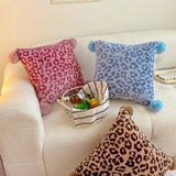 New sweet and cool leopard print milk coral plush ball throw pillow car office cushion living room sofa bed pillow