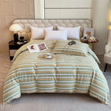 Japanese 100% Cotton Brushed Single Duvet Cover Striped Plaid Quilt Cover for Dorm Home Skin-Friendly Bedding for All Seasons