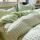Solid Striped Jacquard Comforter 4 Piece Sets Simple Pure Cotton Skin-Friendly Breathable Bedding Set Soft Fitted Sheet for Home