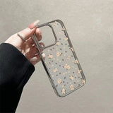 Cute Flowers Clear Case for Iphone 16 15 14 13 12 Pro Max Soft Floral Transparent Back Cover