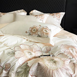 High end Flowers Embroidery Duvet Cover Set 1000TC Egyptian Cotton Bedding Sets Luxury Quilt Cover Fitted Bed Sheet Pillowcases