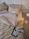 New Premium 00s Gown Satin Full Cotton Bedding Tee-Piece Set Pure Cotton Simple  Color Bedding Comforter Cover