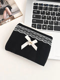 Exquisite and Compact Lipstick Coin Purse Portable Pencil Case for Students with Lace Trim and Quilted Interior Storage Bag
