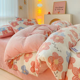 New high-weight, fresh and light milk fleece printed quilt cover Thickened warm Duvet cover
