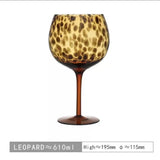 Vintage Leopard Goblet Crystal Glass Wine Glass Cup Round Belly Antique Glasses Cocktail Whiskey Glasses Barware Drinkware Cups