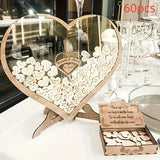 Wooden Heart-Shaped Butterfly Wedding Party Guest Books Commemoration Wedding New Year Decoration Wedding Birthday Home Ornament