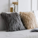 45cm Faux Sheep Fur Cushion Cover Washable Soft Square Pillowcase Furry Plain Fluffy Faux Fur
