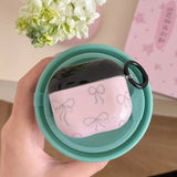 Japan Korea cute style line bow pink silicone earphone case for apple airpods 1 2 3 4 pro 2 charging box soft protection cover