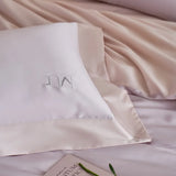 Color Blocking Bedding Set 600TC Lyocell Bamboo Fiber Soft Silky Cool Feeling Duvet Cover Flat/Fitted Bed Sheet Pillowcases 4Pcs