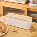 Cutting Board Lid Bread Box With Wooden Lid Bamboo Lid Rectangular Shape Bread Storage Bin Space Saving Spacious Container