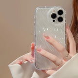 Simplicity 3D Ripples Texture White & Transparent Case for iPhone 15 14 13 Pro Max Back Phone Cover for 12 11 X XR Xs 7 8 SE2020