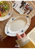 Swallow Oval Plates High-end Household Ceramic Serving Plate Ins White Breakfast Tray Retro Afternoon Tea Dessert Tableware