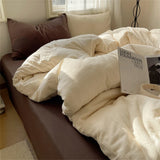 Solid Color Bedding Set Soft Duvet Cover Set With Sheet Bedroom Decor Skin Friendly Single Double Four Piece Set Home Textiles