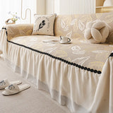 Summer Silky Sofa Towel with Skirt Edge Nordic Cool Non-Slip Seat Cushion for Living Room Comfort All Inclusive Home Textiles