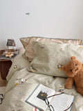 Pure Cotton Double Layered Lace Four Piece Bedding Set Cute South France Secret Garden Cartoon Design Bed eet Cover Duvet C...