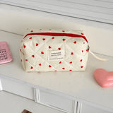 Fashion Checkered Floral Makeup Bag Large Capacity Portable Cosmetic Storage Bag Cotton Quilted Wash Bag Skincare Pouch