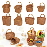 Kitchen Storage Basket,Home DecorImitation Rattan Hand-woven Hanging Baskets,Sundries Organizer Living Room Wall Hanging Basket