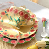 Flower Plate Embossed Small Flower Breakfast Dessert Plate Household Ceramic Plate Under Glaze Colored Hand-painted Tableware
