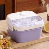 Bento Lunch Box,Portable Double Layer Salad Box,Lunch Box for Toddlers with Tableware,Microwavable Food Storage Container