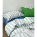 Simple Blue een Stripes Cotton Bedding Set Waed Cotton Duvet Cover And eet Set Korean Sle Four Piece Bedding Set