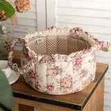 Pastoral Fabric Storage Basket Sundries Toys Cosmetics Storage Basket Home Decoration Cute Floral Underwear Storage Basket