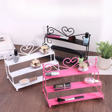3 Tier Iron Nail Polish Display Stand Ladder Style Lipstick Organizer Acrylic Rack for Makeup Storage