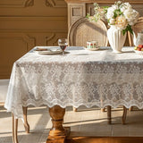 2025 new lace tablecloth white retro round table square tablecloth coffee table household French cover