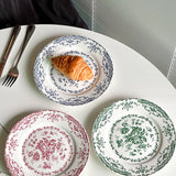 French Retro Rose Ceramic Dining Plate Afternoon Tea Dessert Cake Plate Tableware