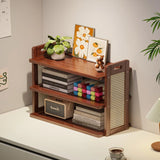 Ikeehome  Rattan Weave Storage Shelf Household Multi Layer Desktop Tea Cups Kitchen Tabletop Organizing Storage Rack Home Storage Gifts