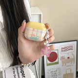 Pink Star Pendant Chain Grid Earphone Case Protect For Airpods 1 2 3 4 Cover Soft Shockproof For Air Pods Pro Pro2nd Fundas